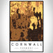 Cornwall Vermont Map Print Portrait Orientation in Ember Style With Shaded Background