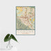16x24 Corona California Map Print Portrait Orientation in Woodblock Style With Tropical Plant Leaves in Water