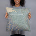 Person holding 18x18 Custom Corona California Map Throw Pillow in Afternoon