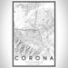 Corona California Map Print Portrait Orientation in Classic Style With Shaded Background