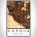 Corona California Map Print Portrait Orientation in Ember Style With Shaded Background