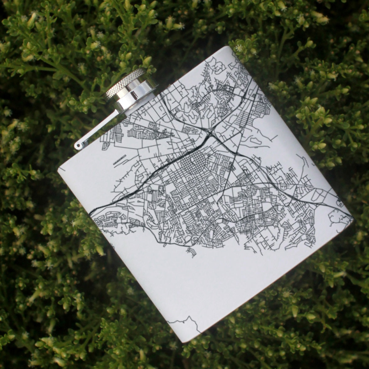 Corona - California Engraved Map Hip Flask in Matte White — JACE Maps