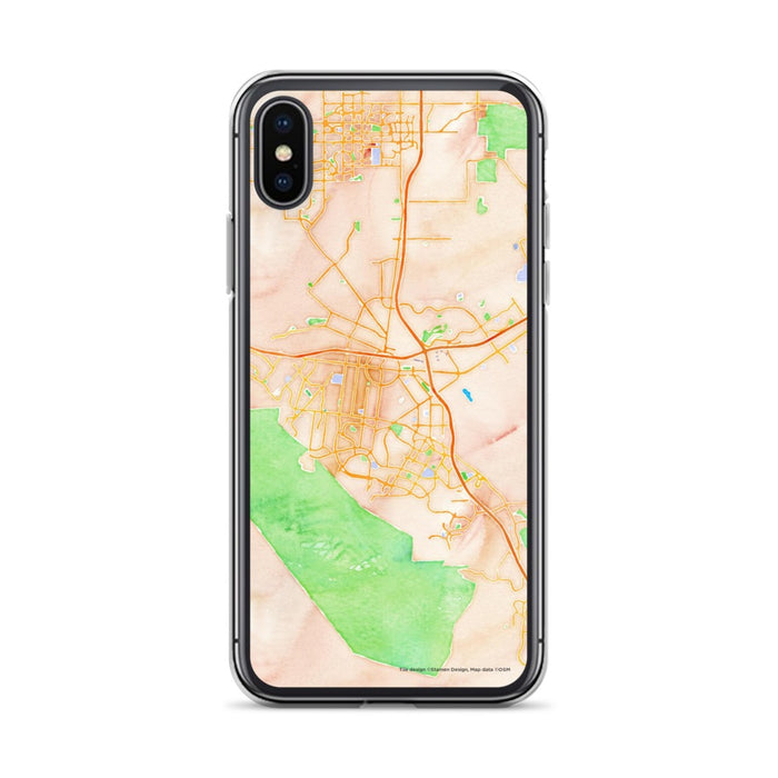 Custom iPhone X/XS Corona California Map Phone Case in Watercolor