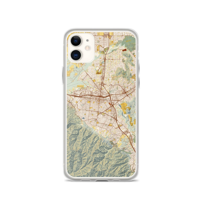 Custom iPhone 11 Corona California Map Phone Case in Woodblock