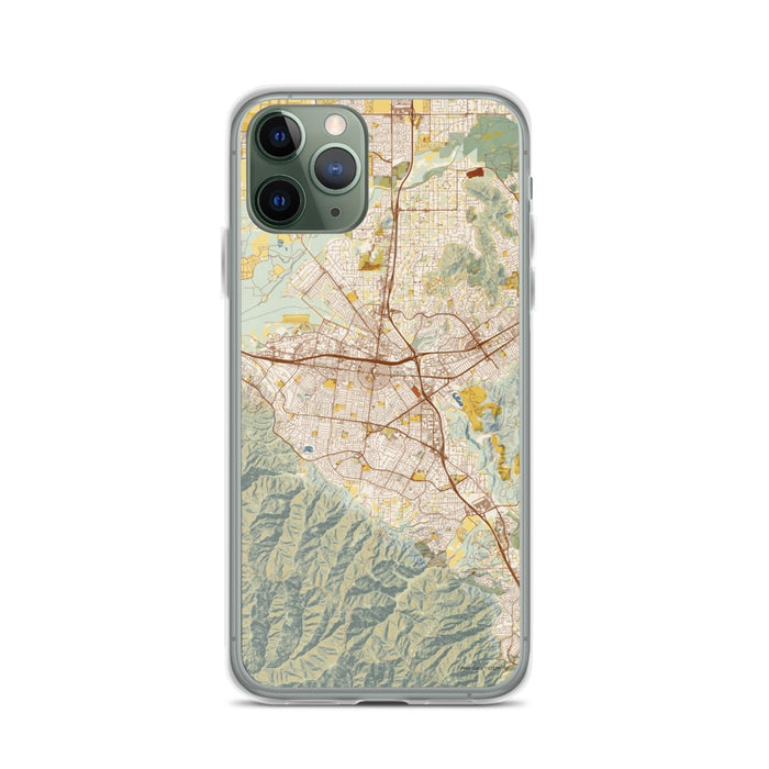 Custom iPhone 11 Pro Corona California Map Phone Case in Woodblock