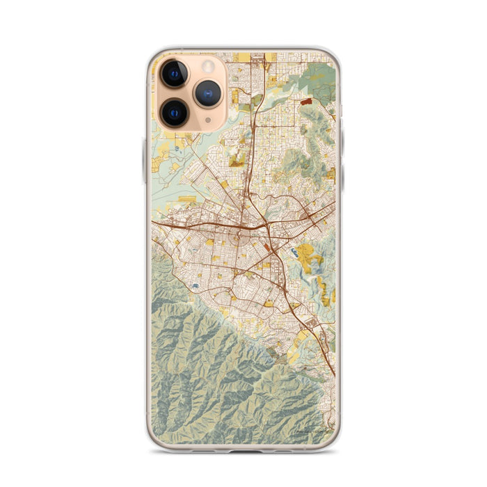 Custom iPhone 11 Pro Max Corona California Map Phone Case in Woodblock