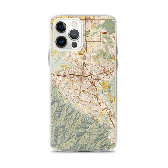 Custom iPhone 12 Pro Max Corona California Map Phone Case in Woodblock