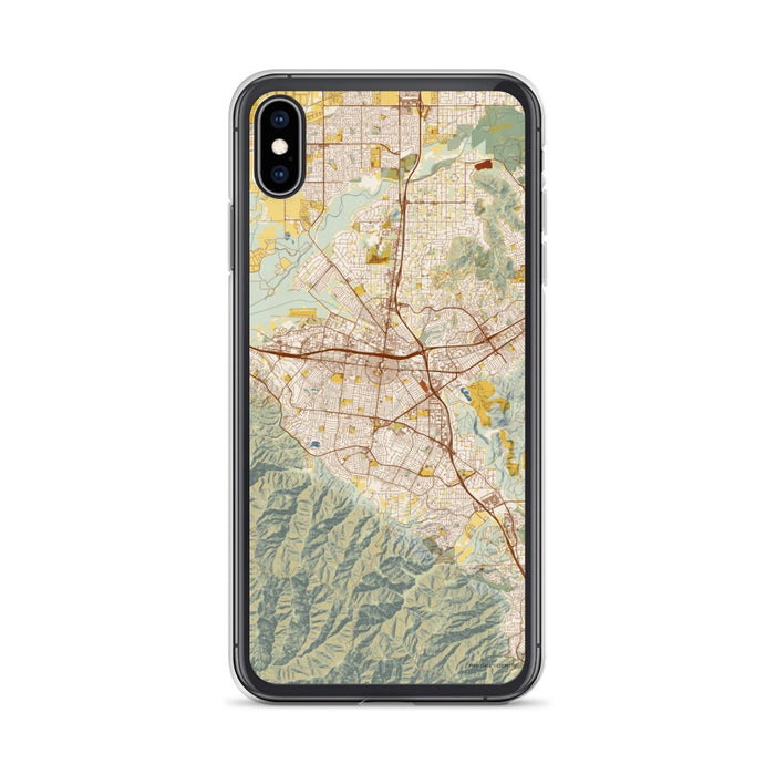 Custom iPhone XS Max Corona California Map Phone Case in Woodblock