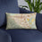 Custom Corona California Map Throw Pillow in Woodblock on Blue Colored Chair