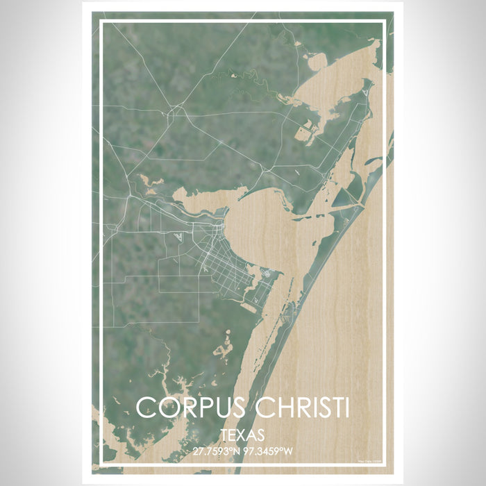 Corpus Christi Texas Map Print Portrait Orientation in Afternoon Style With Shaded Background