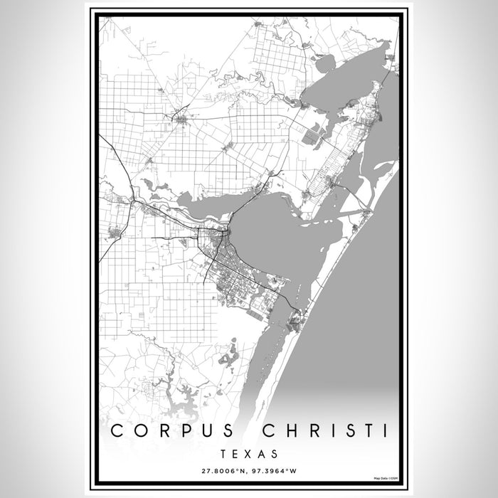 Corpus Christi Texas Map Print Portrait Orientation in Classic Style With Shaded Background