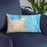 Custom Corpus Christi Texas Map Throw Pillow in Watercolor on Blue Colored Chair
