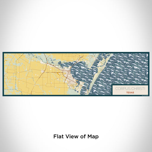 Flat View of Map Custom Corpus Christi Texas Map Enamel Mug in Woodblock