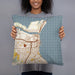 Person holding 18x18 Custom Corpus Christi Texas Map Throw Pillow in Woodblock