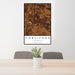 24x36 Corsicana Texas Map Print Portrait Orientation in Ember Style Behind 2 Chairs Table and Potted Plant