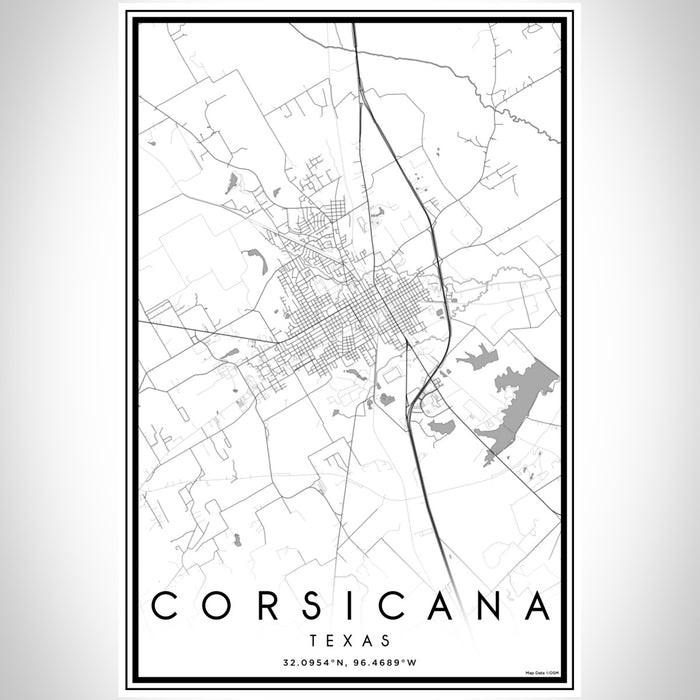 Corsicana Texas Map Print Portrait Orientation in Classic Style With Shaded Background