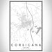 Corsicana Texas Map Print Portrait Orientation in Classic Style With Shaded Background