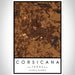 Corsicana Texas Map Print Portrait Orientation in Ember Style With Shaded Background