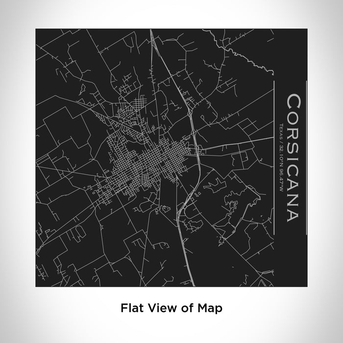 Rendered View of Corsicana Texas Map Engraving on 17oz Stainless Steel Insulated Tumbler in Black