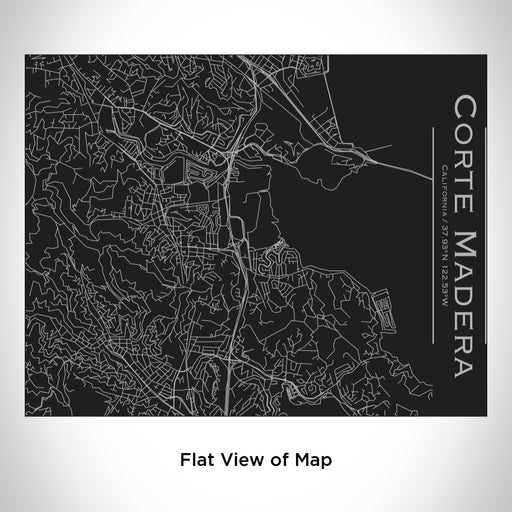 Rendered View of Corte Madera California Map Engraving on 20oz Stainless Steel Insulated Bottle with Bamboo Top in Black