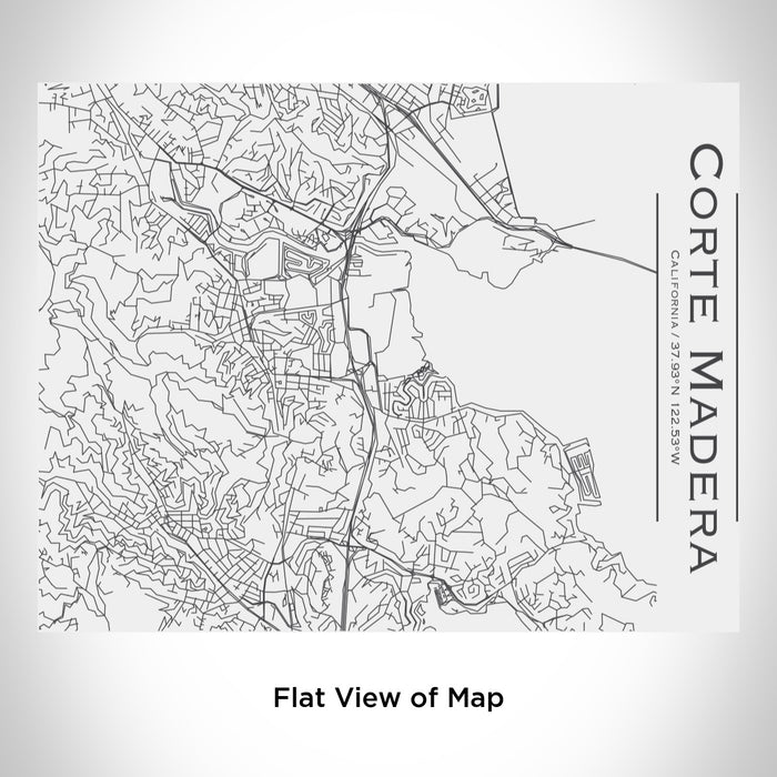 Rendered View of Corte Madera California Map Engraving on 20oz Stainless Steel Insulated Bottle with Bamboo Top in White