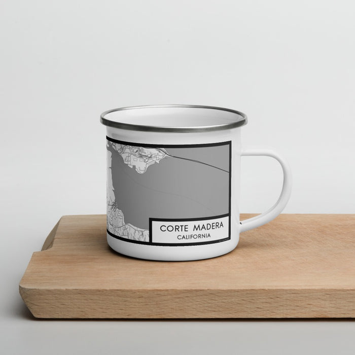 Right View Custom Corte Madera California Map Enamel Mug in Classic