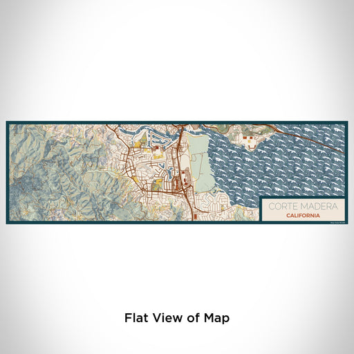Flat View of Map Custom Corte Madera California Map Enamel Mug in Woodblock