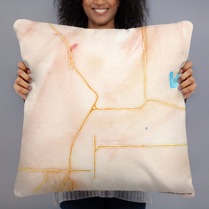 Person holding 22x22 Custom Cortez Colorado Map Throw Pillow in Watercolor