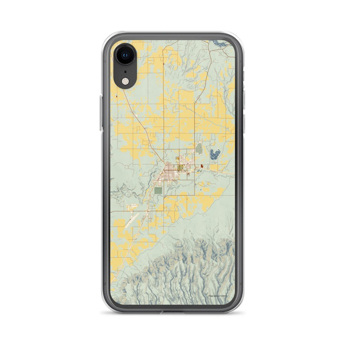 Custom iPhone XR Cortez Colorado Map Phone Case in Woodblock