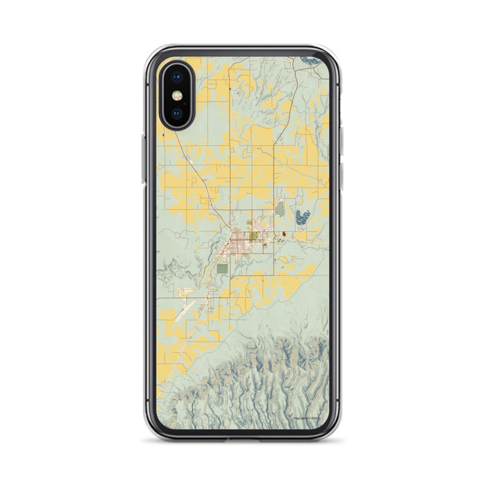 Custom iPhone X/XS Cortez Colorado Map Phone Case in Woodblock