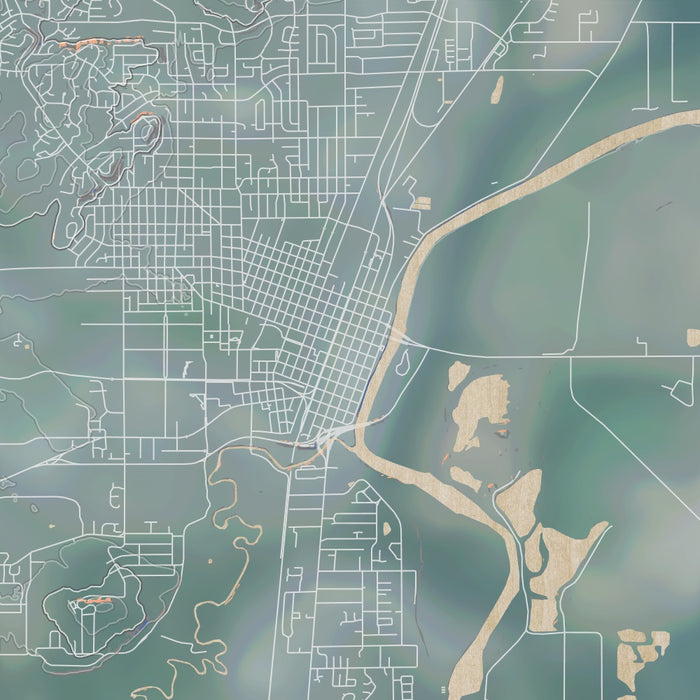 Corvallis Oregon Map Print in Afternoon Style Zoomed In Close Up Showing Details