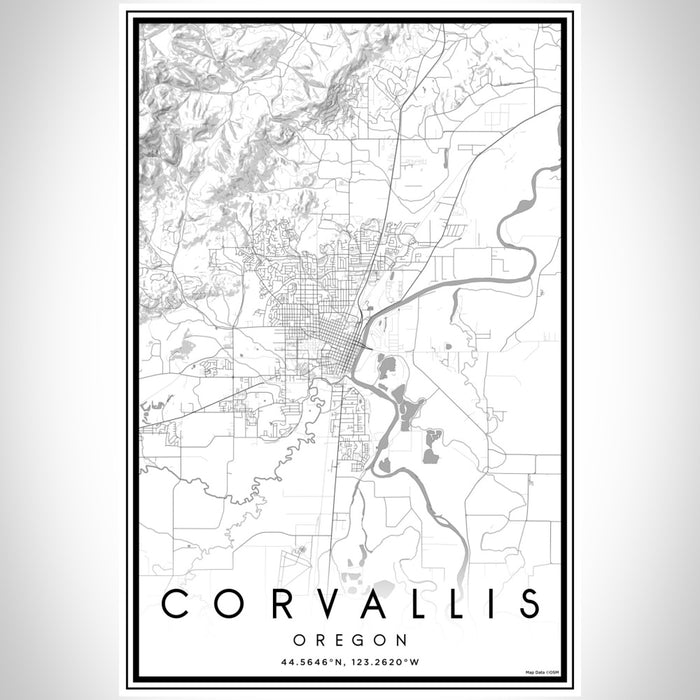 Corvallis Oregon Map Print Portrait Orientation in Classic Style With Shaded Background