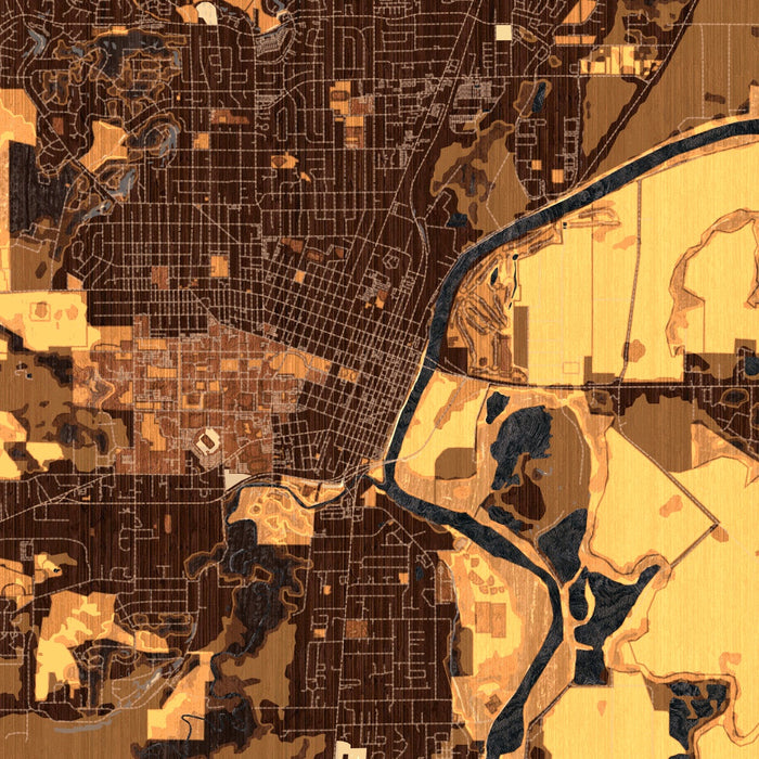 Corvallis Oregon Map Print in Ember Style Zoomed In Close Up Showing Details