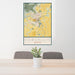 24x36 Corvallis Oregon Map Print Portrait Orientation in Woodblock Style Behind 2 Chairs Table and Potted Plant