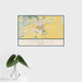 16x24 Corvallis Oregon Map Print Landscape Orientation in Woodblock Style With Tropical Plant Leaves in Water