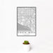 12x18 Costa Mesa California Map Print Portrait Orientation in Classic Style With Small Cactus Plant in White Planter