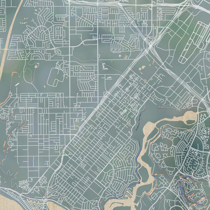 Costa Mesa California Map Print in Afternoon Style Zoomed In Close Up Showing Details