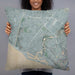 Person holding 22x22 Custom Costa Mesa California Map Throw Pillow in Afternoon