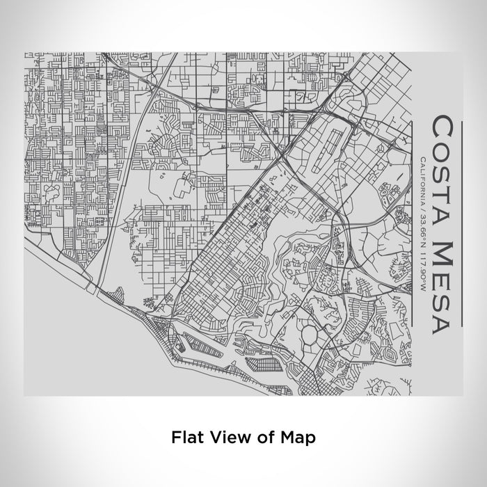 Rendered View of Costa Mesa California Map Engraving on 20oz Stainless Steel Insulated Bottle with Bamboo Top