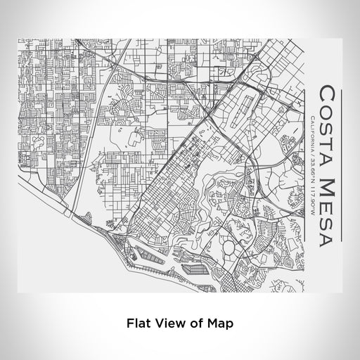 Rendered View of Costa Mesa California Map Engraving on 20oz Stainless Steel Insulated Bottle with Bamboo Top in White
