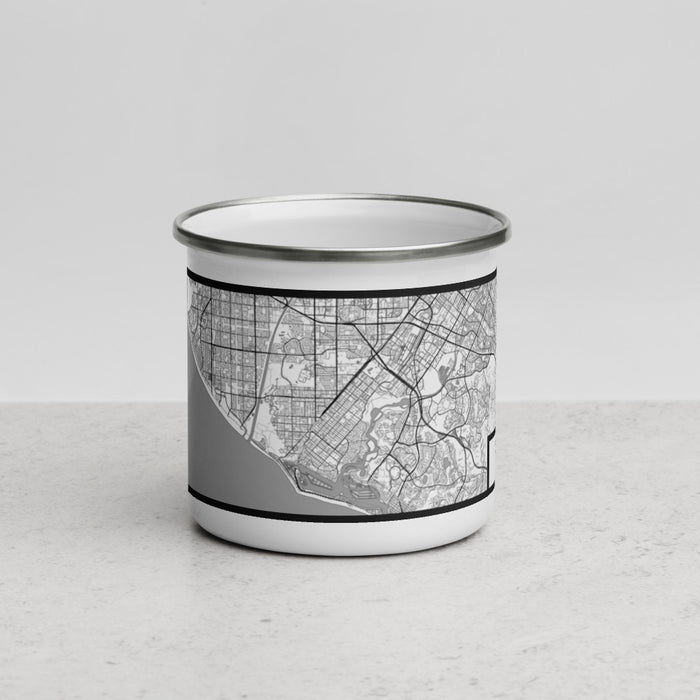Front View Custom Costa Mesa California Map Enamel Mug in Classic
