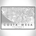 Costa Mesa California Map Print Landscape Orientation in Classic Style With Shaded Background