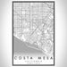 Costa Mesa California Map Print Portrait Orientation in Classic Style With Shaded Background