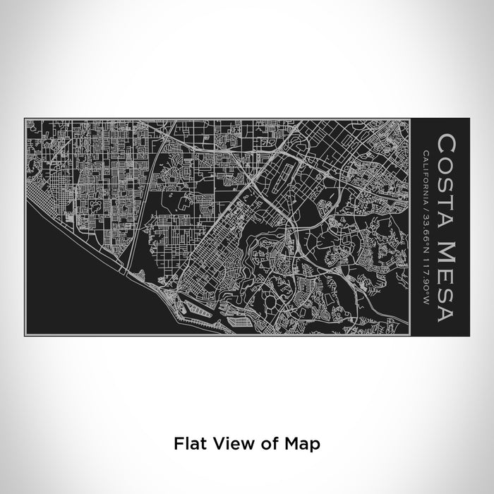 Rendered View of Costa Mesa California Map Engraving on 17oz Stainless Steel Insulated Cola Bottle in Black
