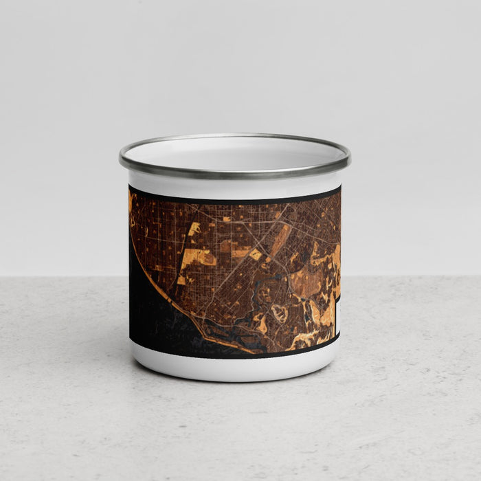 Front View Custom Costa Mesa California Map Enamel Mug in Ember