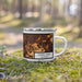 Right View Custom Costa Mesa California Map Enamel Mug in Ember on Grass With Trees in Background