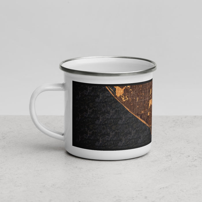 Left View Custom Costa Mesa California Map Enamel Mug in Ember
