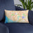 Custom Costa Mesa California Map Throw Pillow in Watercolor on Blue Colored Chair