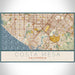 Costa Mesa California Map Print Landscape Orientation in Woodblock Style With Shaded Background