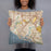 Person holding 18x18 Custom Costa Mesa California Map Throw Pillow in Woodblock